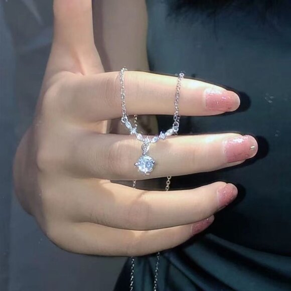 Promise Me Sterling Silver & Diamond Promise Necklace - Symbol of Vows - Picture 6 of 7